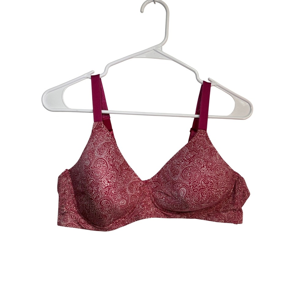 Bali Comfort Revolution Wireless Bra Pink Paisley 40C Full Coverage 3468